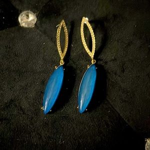 Never worn blue and gold with rhinestone earrings